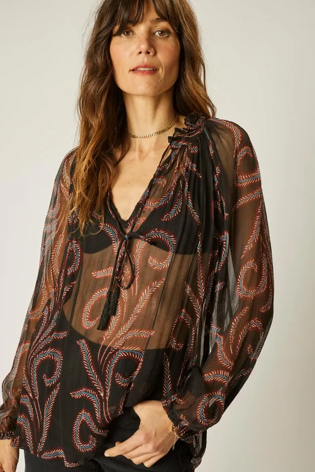 Women Natalie Martin Tops Penny Blouse Feather Chiffon