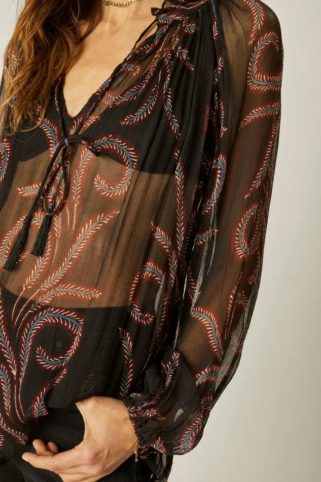 Women Natalie Martin Tops Penny Blouse Feather Chiffon