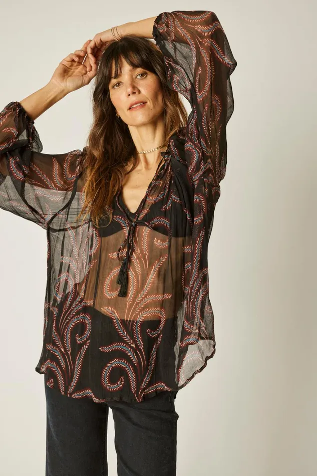 Women Natalie Martin Tops Penny Blouse Feather Chiffon