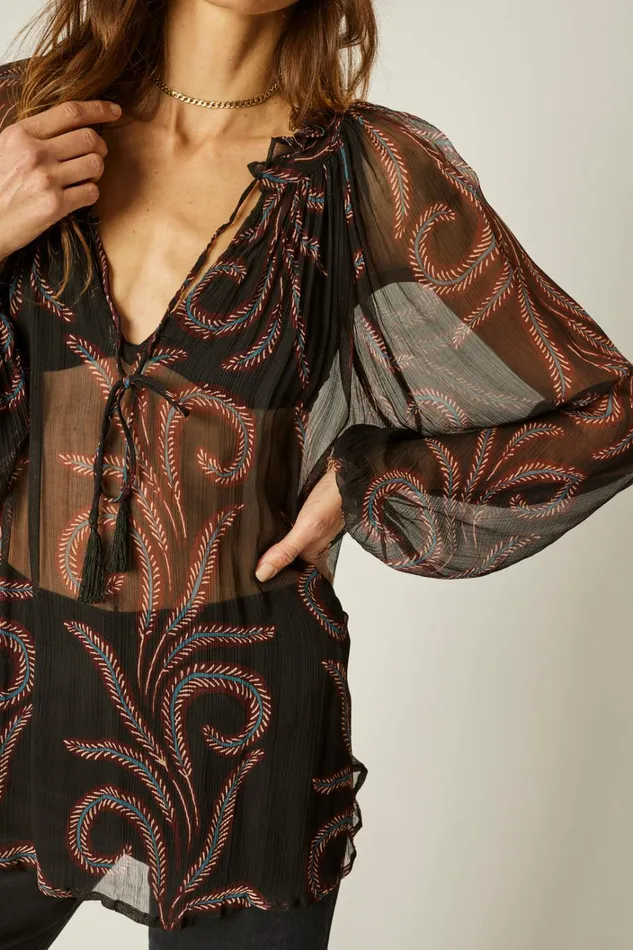 Women Natalie Martin Tops Penny Blouse Feather Chiffon