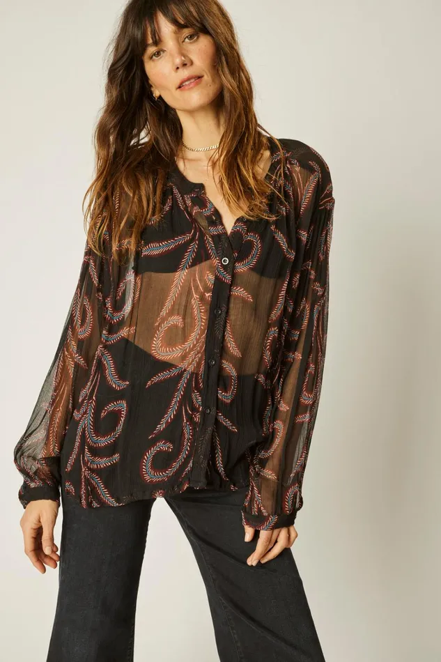 Women Natalie Martin Tops Tolan Shirt Feather Chiffon