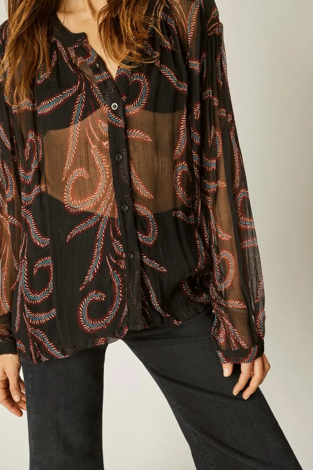 Women Natalie Martin Tops Tolan Shirt Feather Chiffon