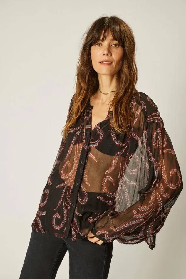 Women Natalie Martin Tops Tolan Shirt Feather Chiffon