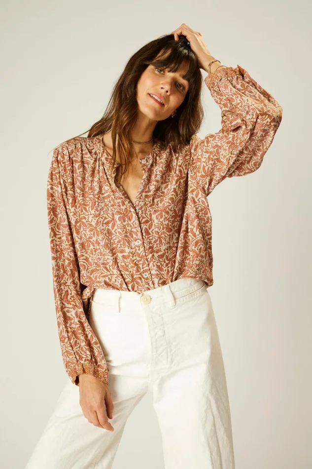 Women Natalie Martin Tops Tolan Shirt Gloriosa Sandstone