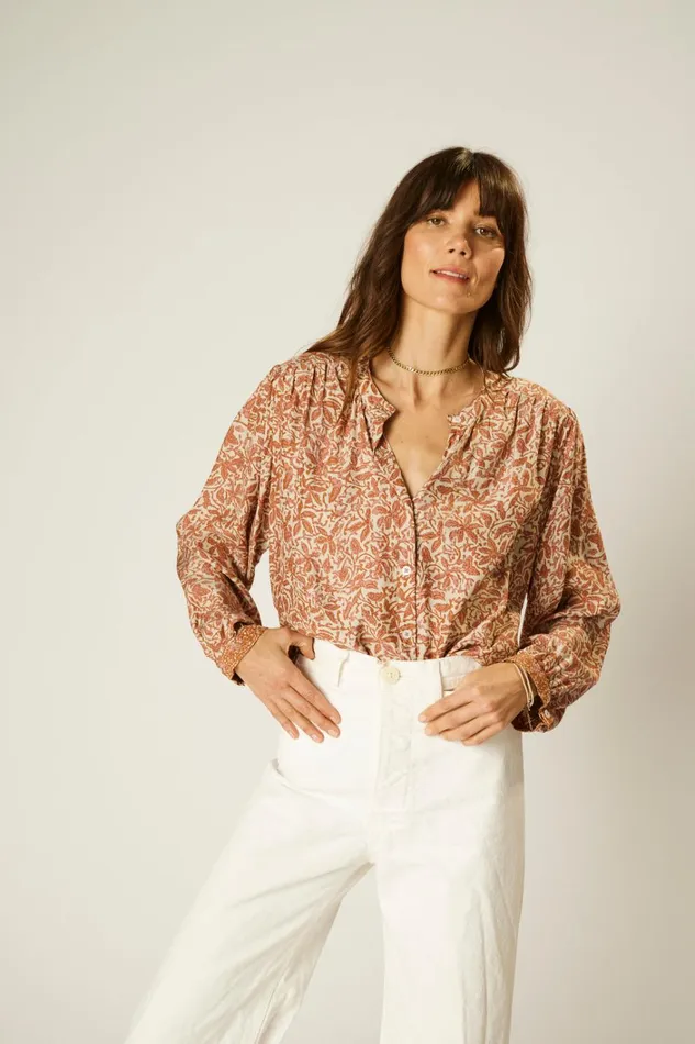 Women Natalie Martin Tops Tolan Shirt Gloriosa Sandstone