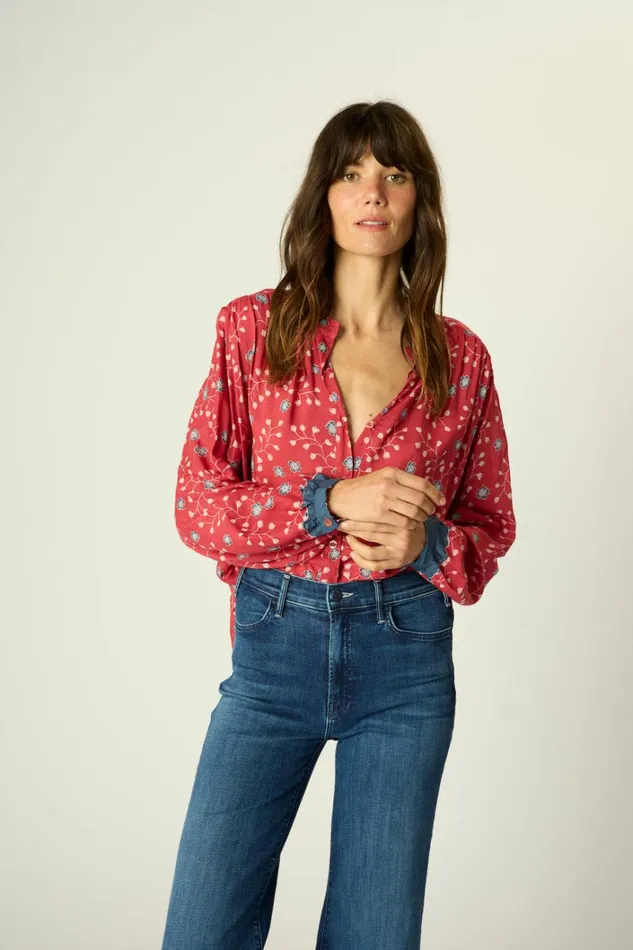 Women Natalie Martin Tops Tolan Shirt Pinwheel Barn Red