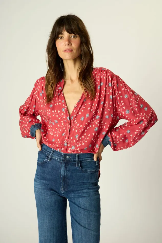 Women Natalie Martin Tops Tolan Shirt Pinwheel Barn Red