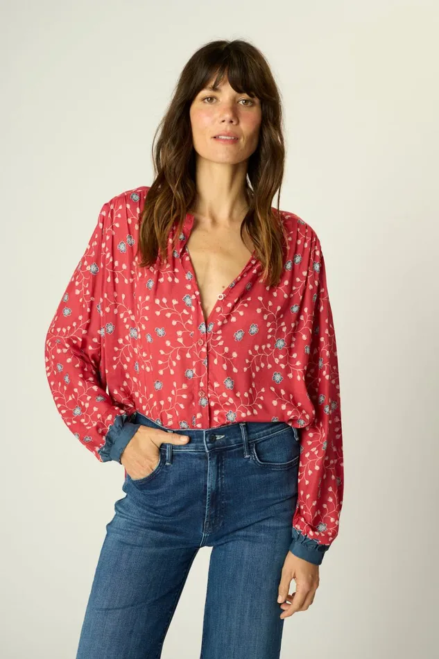 Women Natalie Martin Tops Tolan Shirt Pinwheel Barn Red