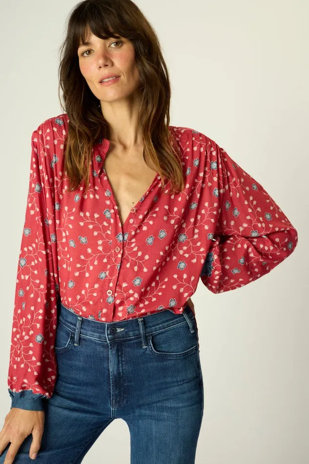 Women Natalie Martin Tops Tolan Shirt Pinwheel Barn Red
