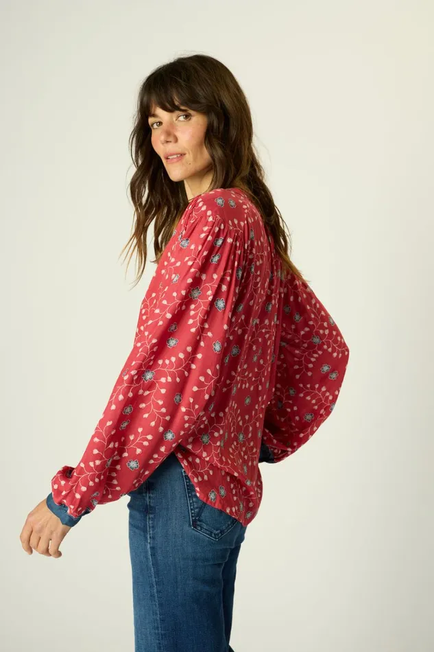 Women Natalie Martin Tops Tolan Shirt Pinwheel Barn Red