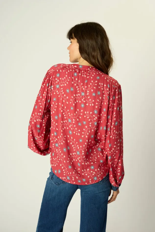 Women Natalie Martin Tops Tolan Shirt Pinwheel Barn Red