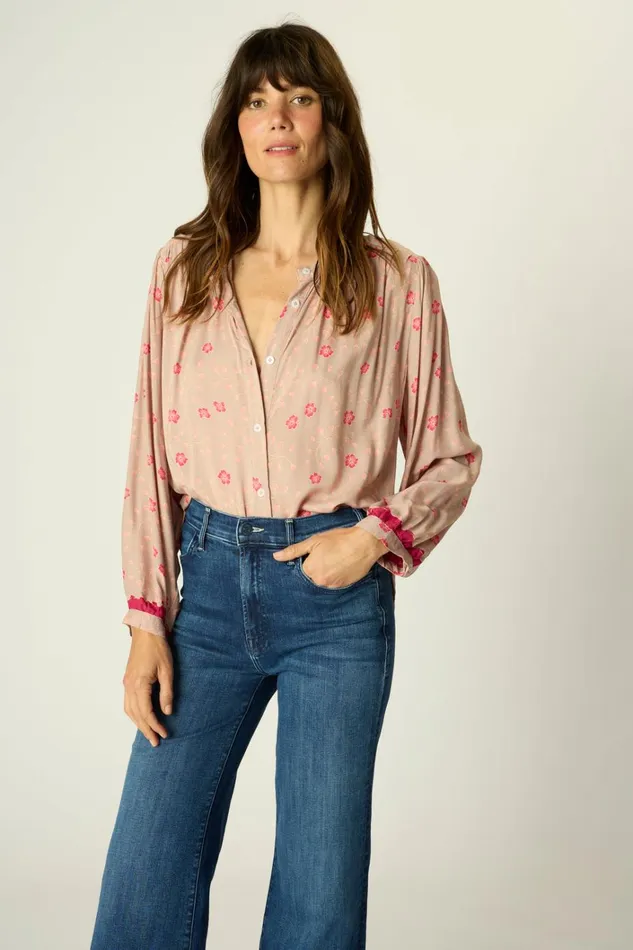 Women Natalie Martin Tops Tolan Shirt Pinwheel Mink