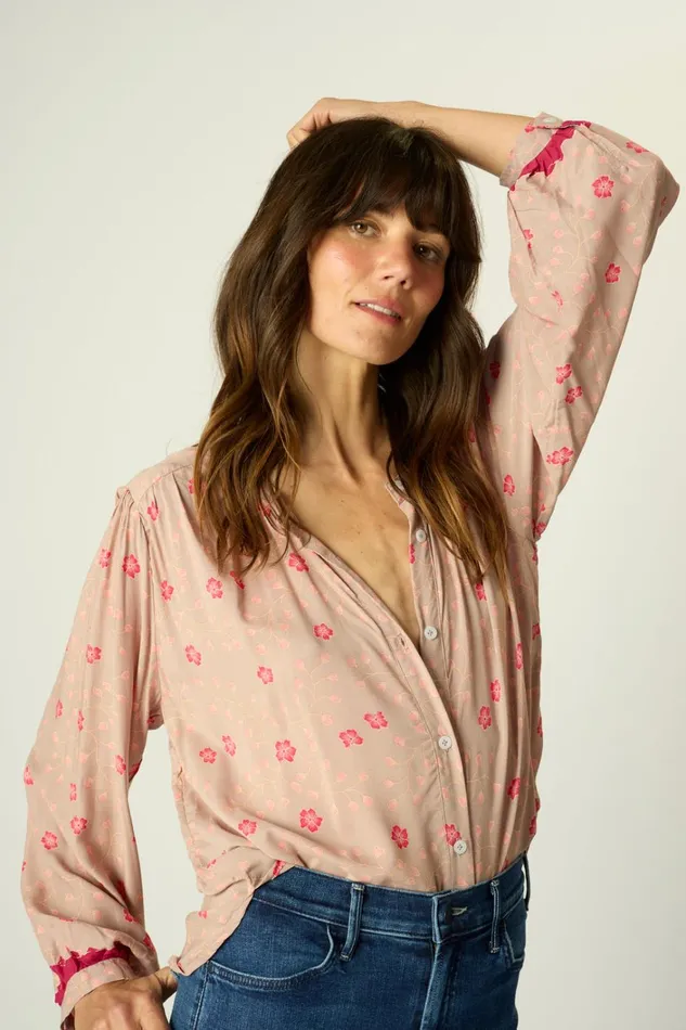 Women Natalie Martin Tops Tolan Shirt Pinwheel Mink