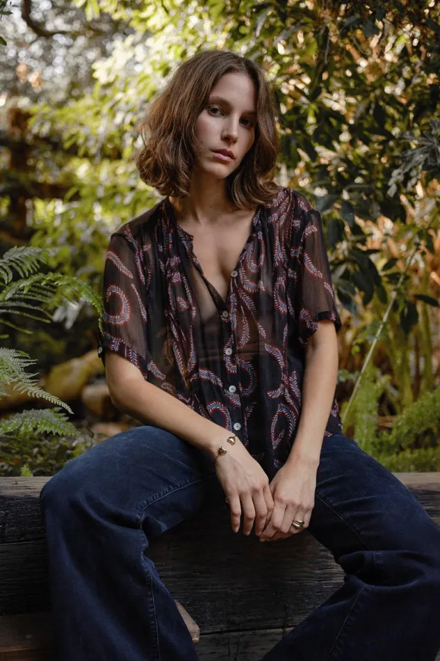 Women Natalie Martin Tops Violet Top Feather Chiffon