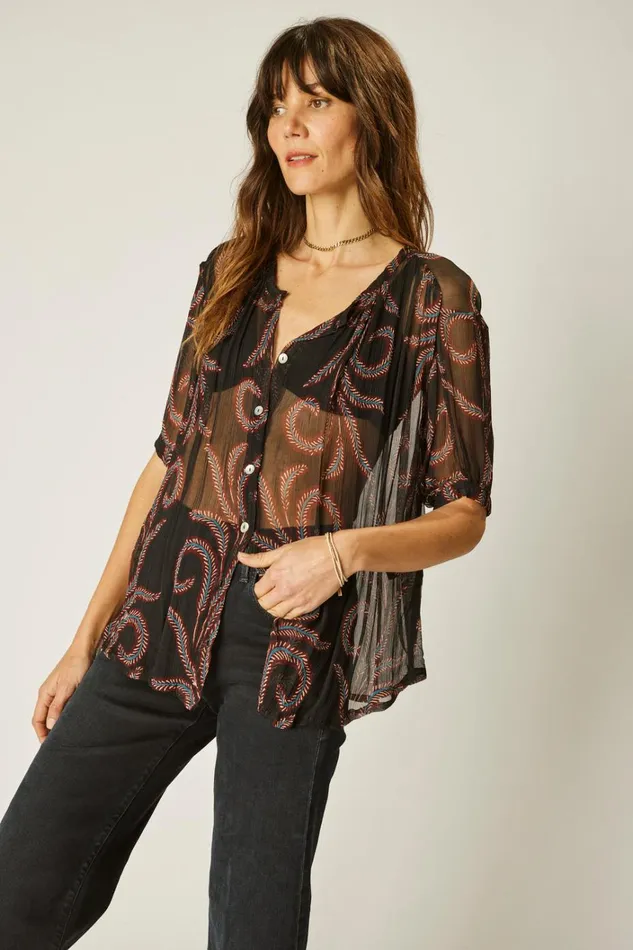 Women Natalie Martin Tops Violet Top Feather Chiffon