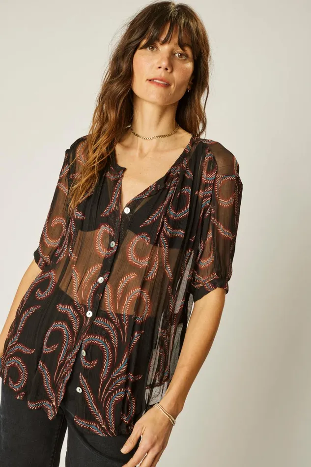 Women Natalie Martin Tops Violet Top Feather Chiffon