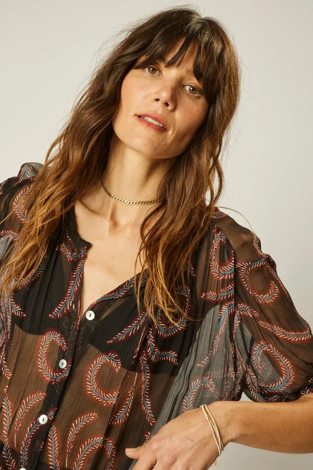 Women Natalie Martin Tops Violet Top Feather Chiffon