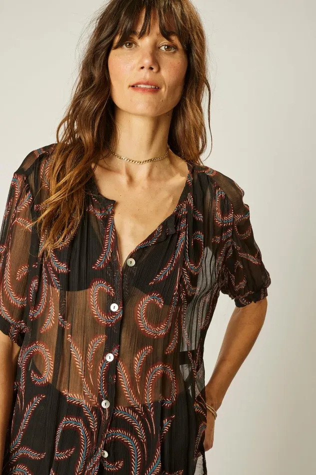 Women Natalie Martin Tops Violet Top Feather Chiffon