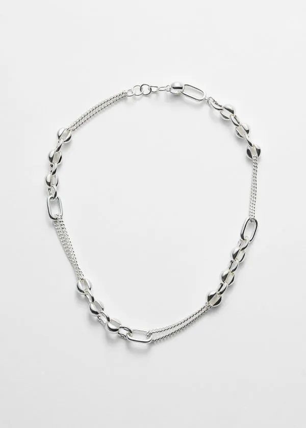 Women Necklaces and Other Stories Mixed Chain Necklace Silver