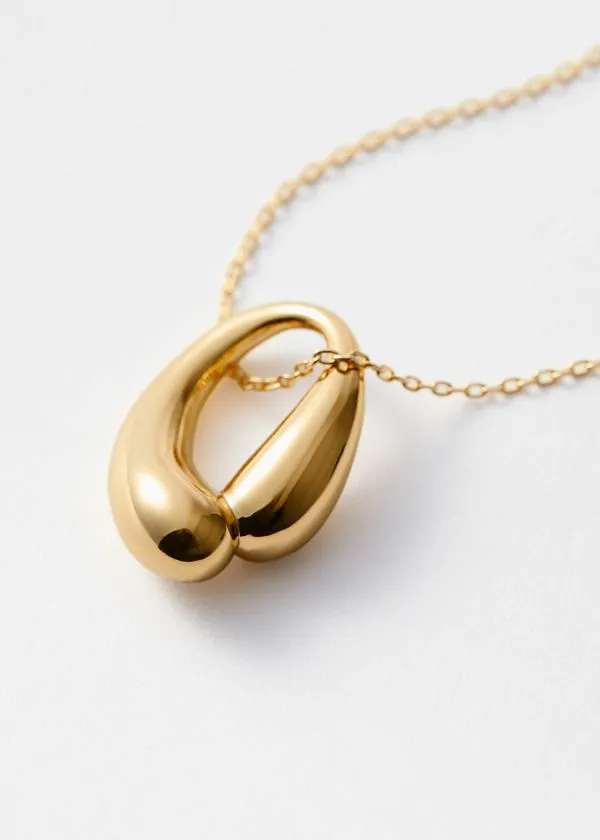 Women Necklaces and Other Stories Sculpted Pendant Chain Necklace Gold