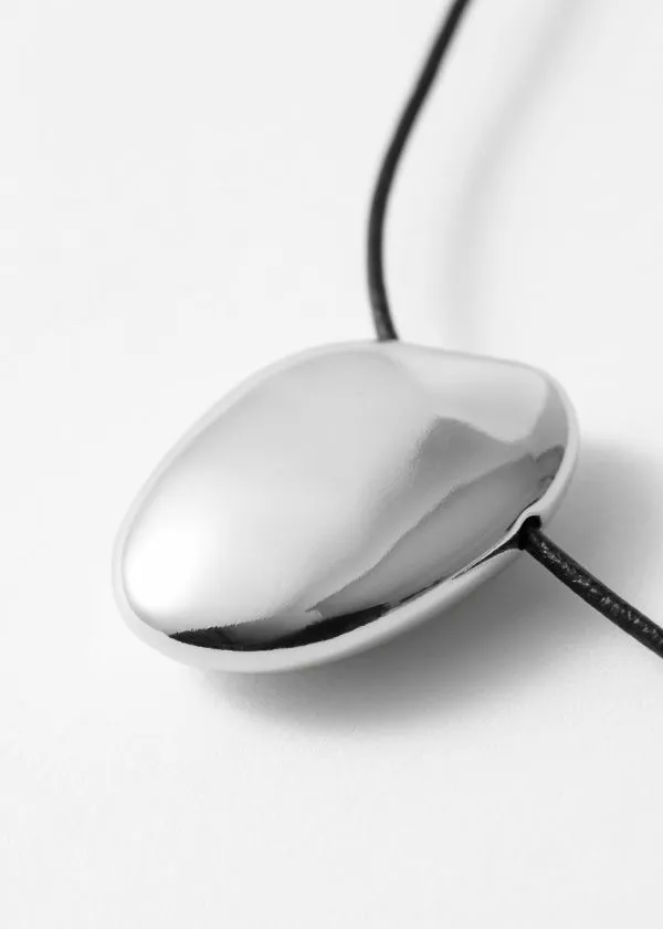 Women Necklaces and Other Stories Sculptural Pendant Cord Necklace Silver