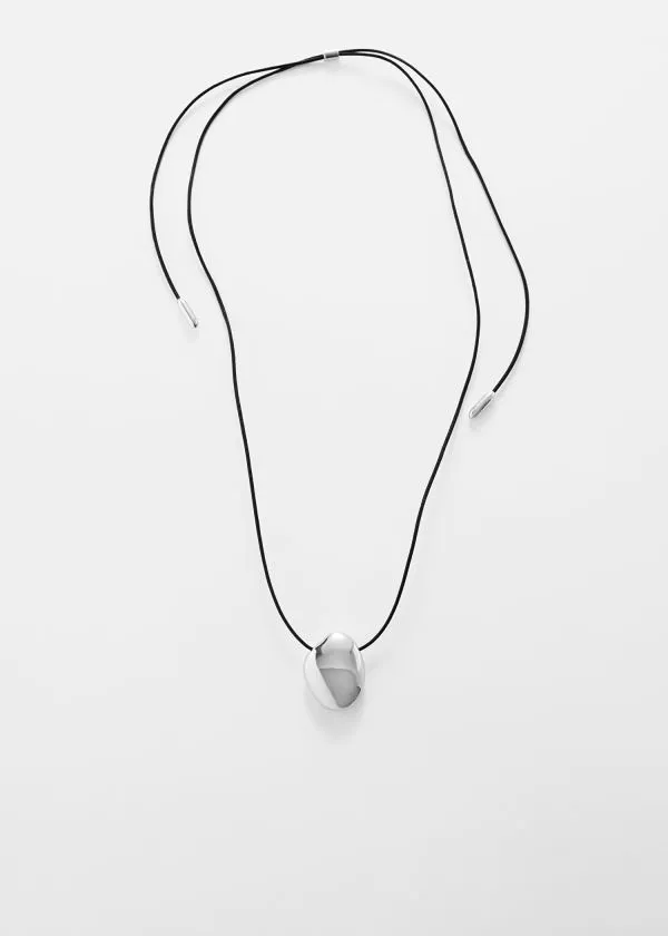 Women Necklaces and Other Stories Sculptural Pendant Cord Necklace Silver