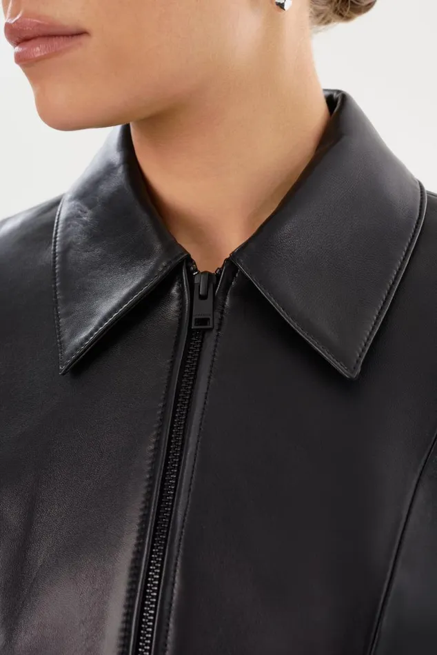 Women OCEANA Fitted Leather Jacket Black LAMARQUE Leather Jackets Women OCEANA Fitted Leather Jacket Black LAMARQUE Leather Jackets