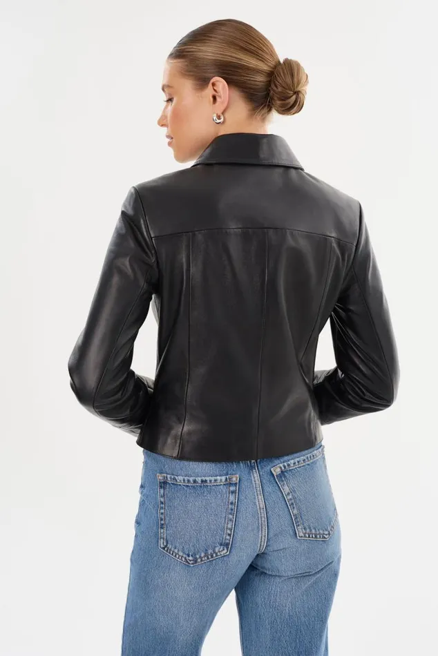 Women OCEANA Fitted Leather Jacket Black LAMARQUE Leather Jackets Women OCEANA Fitted Leather Jacket Black LAMARQUE Leather Jackets