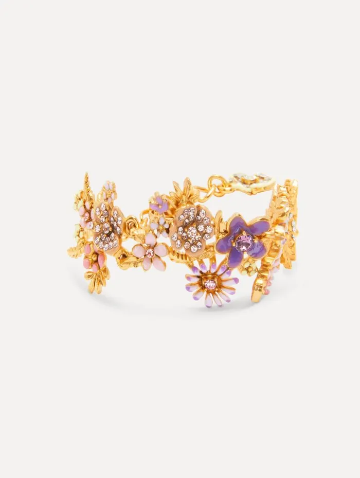 Women Oscar De La Renta Bracelets Enamel Flower Garden Bracelet Pink Multi