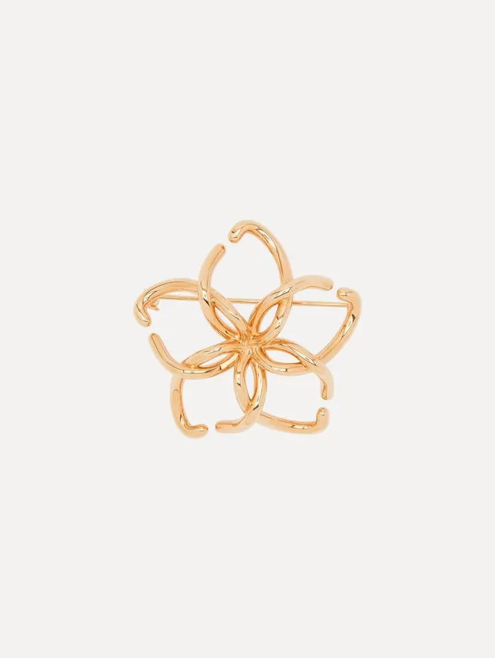 Women Oscar De La Renta Brooches and Hair Accessories O Flower Brooch Gold