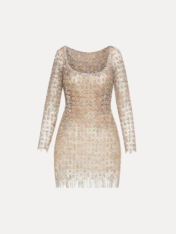 Women Oscar De La Renta Dresses Crystal Embroidered Cocktail Dress Multi