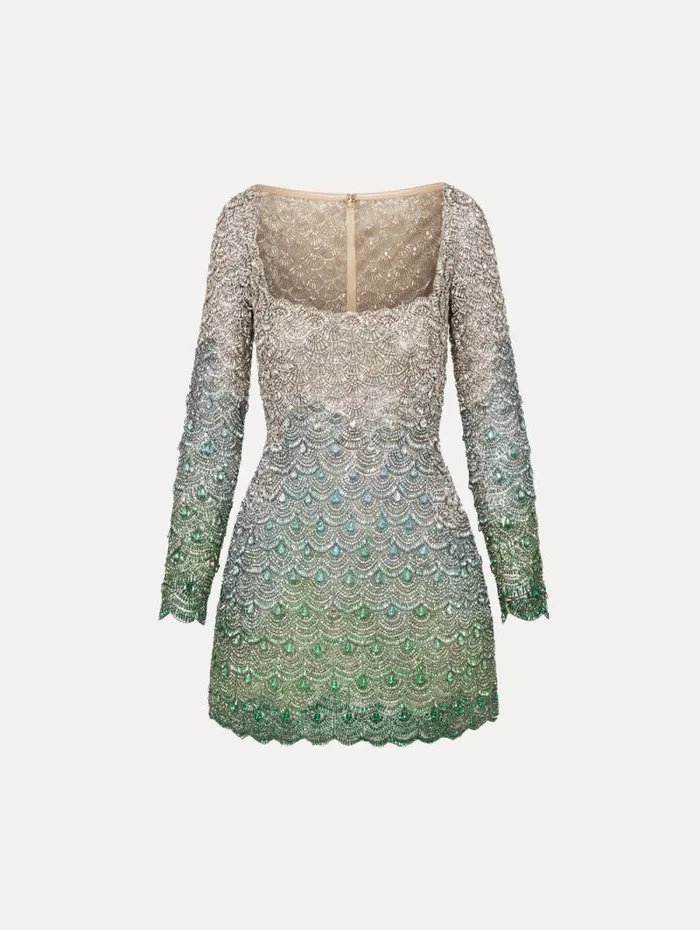 Women Oscar De La Renta Dresses Crystal Embroidered Cocktail Dress Olivine