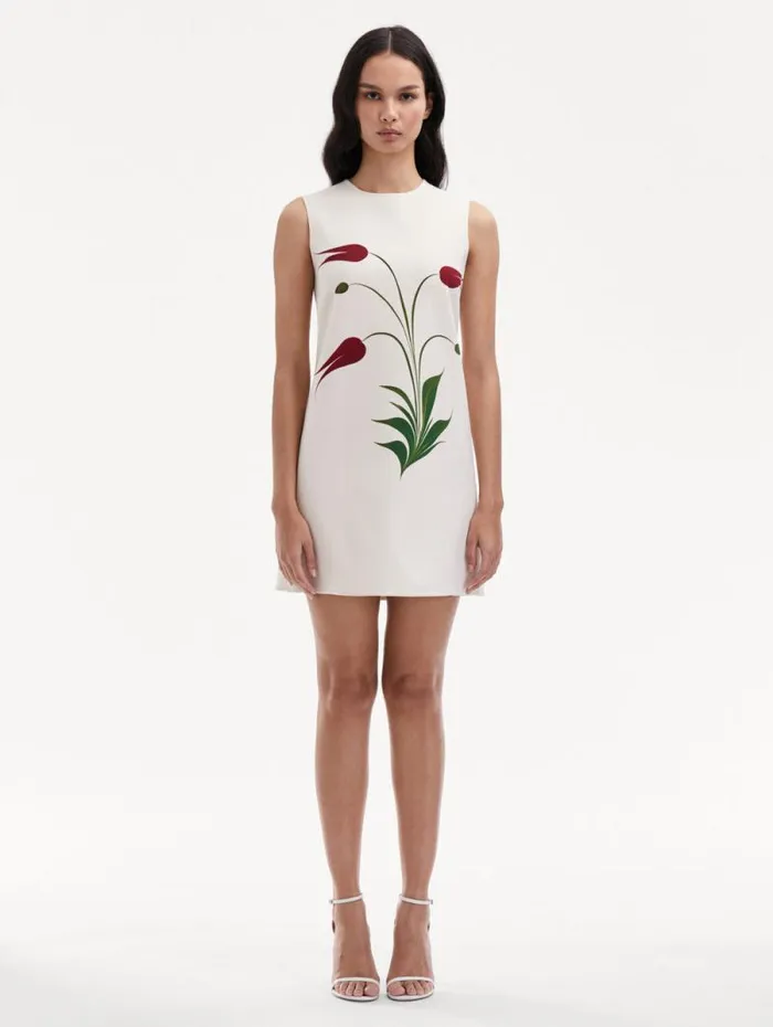 Women Oscar De La Renta Dresses Marbled Tulip Shift Dress Ivory Red Women Oscar De La Renta Dresses Marbled Tulip Shift Dress Ivory Red