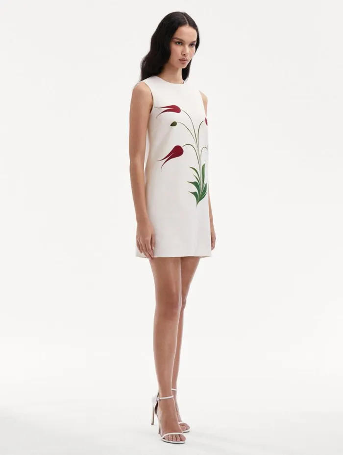 Women Oscar De La Renta Dresses Marbled Tulip Shift Dress Ivory Red Women Oscar De La Renta Dresses Marbled Tulip Shift Dress Ivory Red