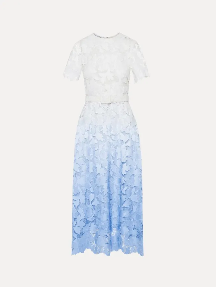 Women Oscar De La Renta Dresses Ombr Peony Guipure Dress Soft Blue
