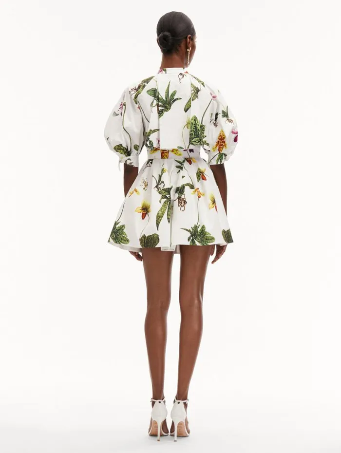 Women Oscar De La Renta Dresses Orchid Cotton Poplin Puff Sleeve Dress White Multi Women Oscar De La Renta Dresses Orchid Cotton Poplin Puff Sleeve Dress White Multi