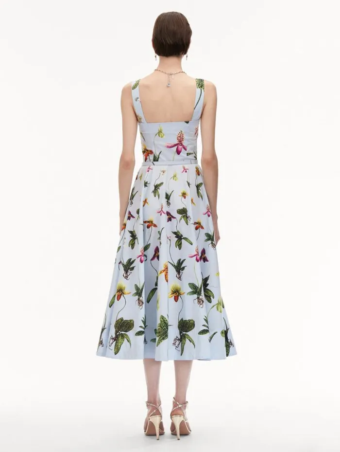 Women Oscar De La Renta Dresses Orchid Cotton Poplin Tank Dress Light Blue Multi Women Oscar De La Renta Dresses Orchid Cotton Poplin Tank Dress Light Blue Multi