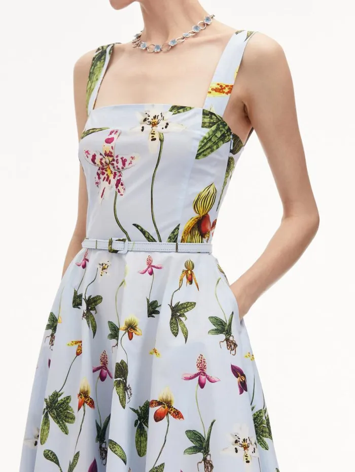 Women Oscar De La Renta Dresses Orchid Cotton Poplin Tank Dress Light Blue Multi Women Oscar De La Renta Dresses Orchid Cotton Poplin Tank Dress Light Blue Multi