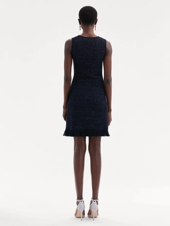 Women Oscar De La Renta Dresses Sequin Tweed Dress Navy Women Oscar De La Renta Dresses Sequin Tweed Dress Navy