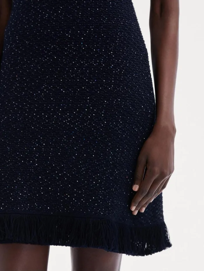 Women Oscar De La Renta Dresses Sequin Tweed Dress Navy Women Oscar De La Renta Dresses Sequin Tweed Dress Navy