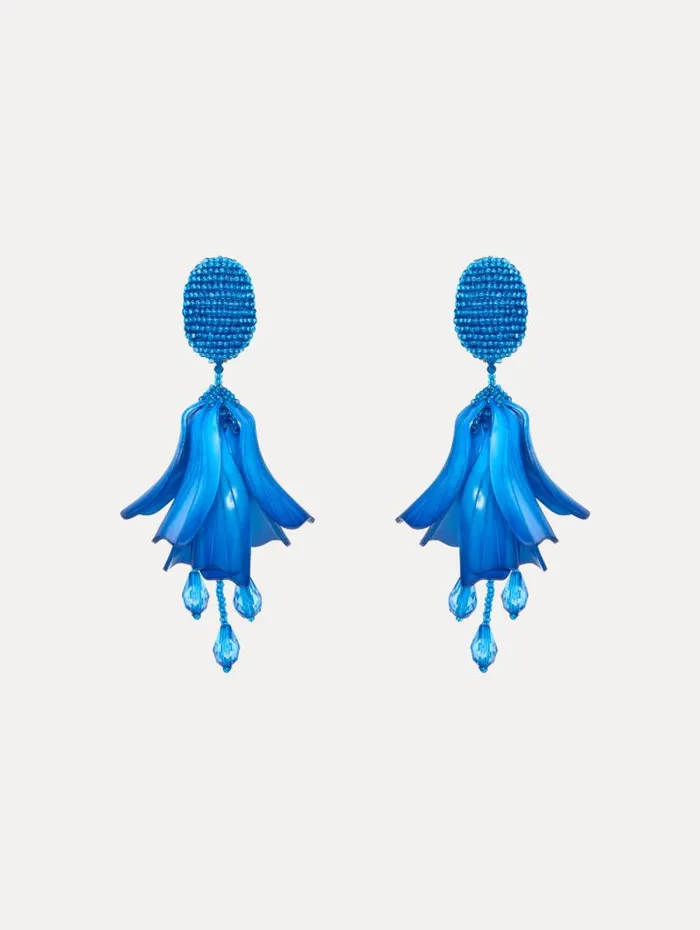 Women Oscar De La Renta Earrings Classic Impatiens ClipOn Earrings Lapis