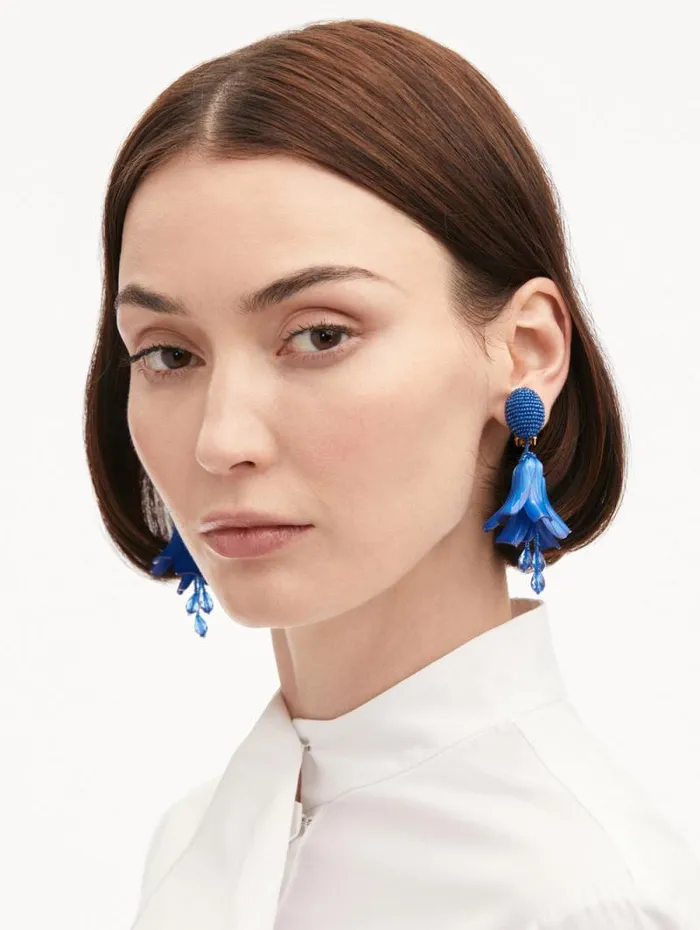 Women Oscar De La Renta Earrings Classic Impatiens ClipOn Earrings Lapis Women Oscar De La Renta Earrings Classic Impatiens ClipOn Earrings Lapis