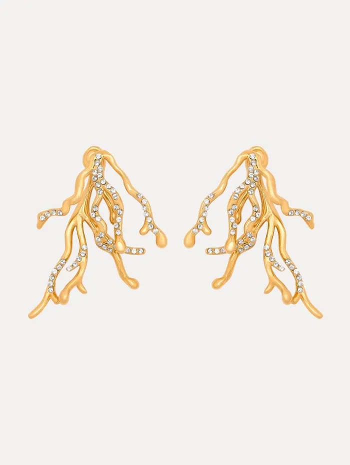 Women Oscar De La Renta Earrings Coral and Gold Drops Earrings Gold