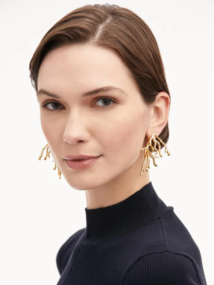 Women Oscar De La Renta Earrings Coral and Gold Drops Earrings Gold Women Oscar De La Renta Earrings Coral and Gold Drops Earrings Gold