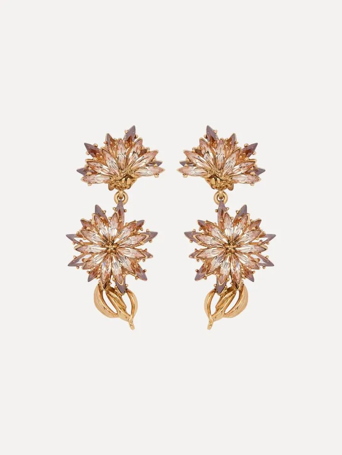 Women Oscar De La Renta Earrings Dandelion Drop ClipOn Earrings Rose