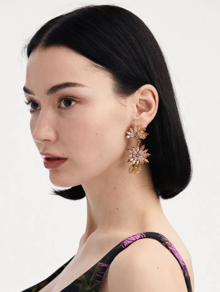 Women Oscar De La Renta Earrings Dandelion Drop ClipOn Earrings Rose Women Oscar De La Renta Earrings Dandelion Drop ClipOn Earrings Rose