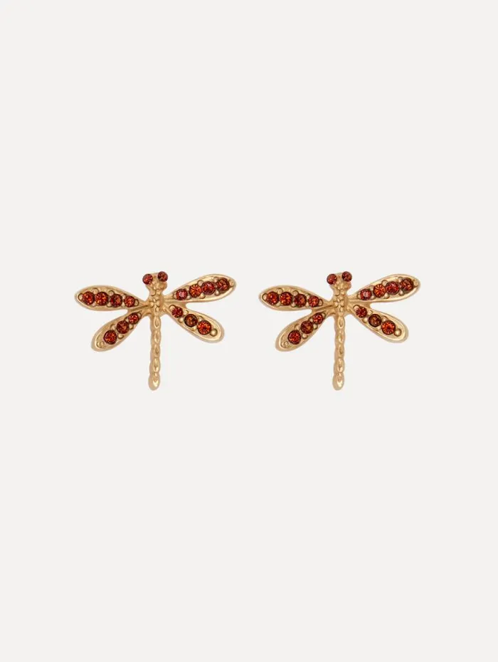 Women Oscar De La Renta Earrings Dragonfly Earrings Amber