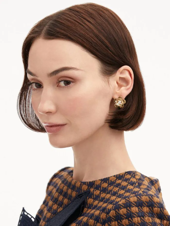 Women Oscar De La Renta Earrings Flower Stud Earrings Gold Women Oscar De La Renta Earrings Flower Stud Earrings Gold