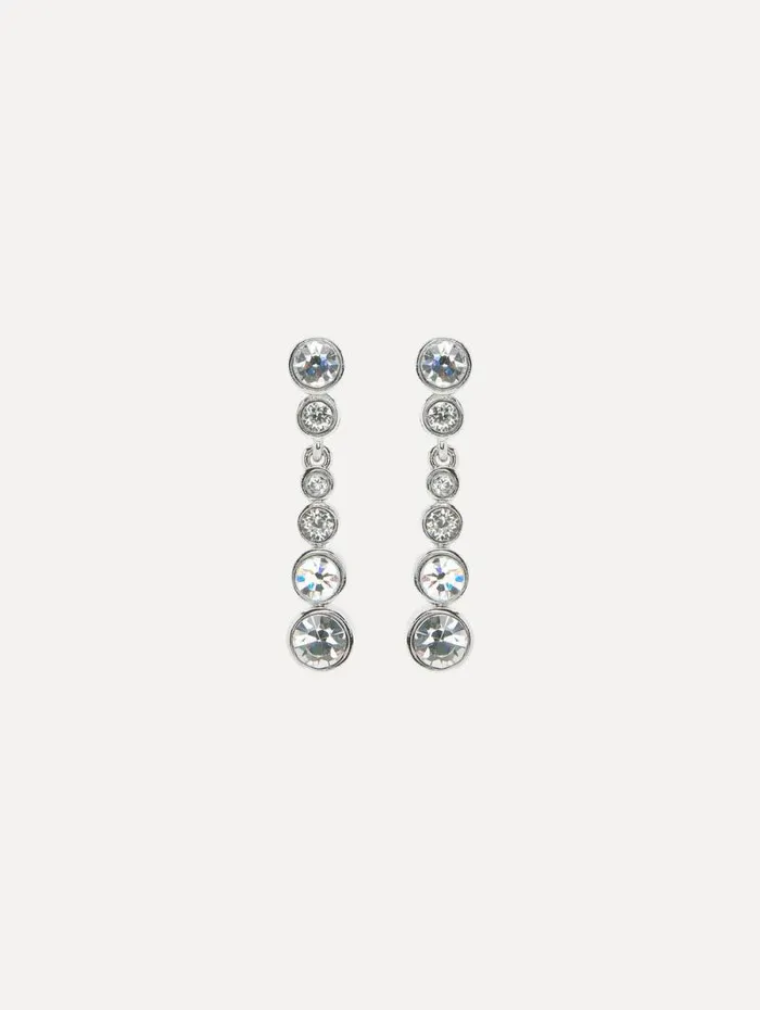 Women Oscar De La Renta Earrings Round Stone Drop ClipOn Earrings Crystal