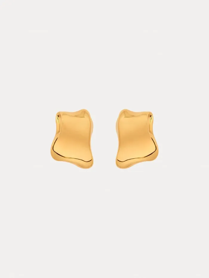 Women Oscar De La Renta Earrings Sculpted Metal ClipOn Earrings Gold